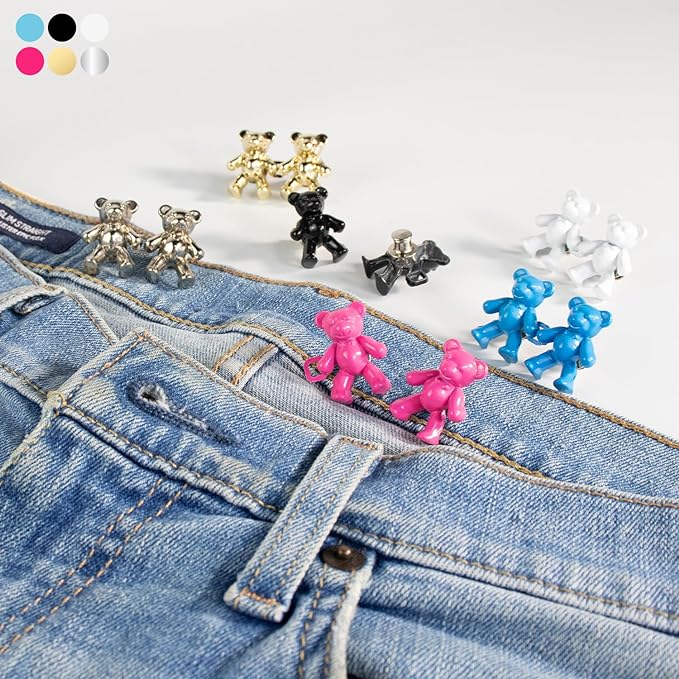 Jeans Button, 4 Sets Adjustable Jean Button Pin, Detachable Decorative Waist Buckles, No Sewing Required, Perfect Fit Tighten Waist Adjustment Instant Button for Pants