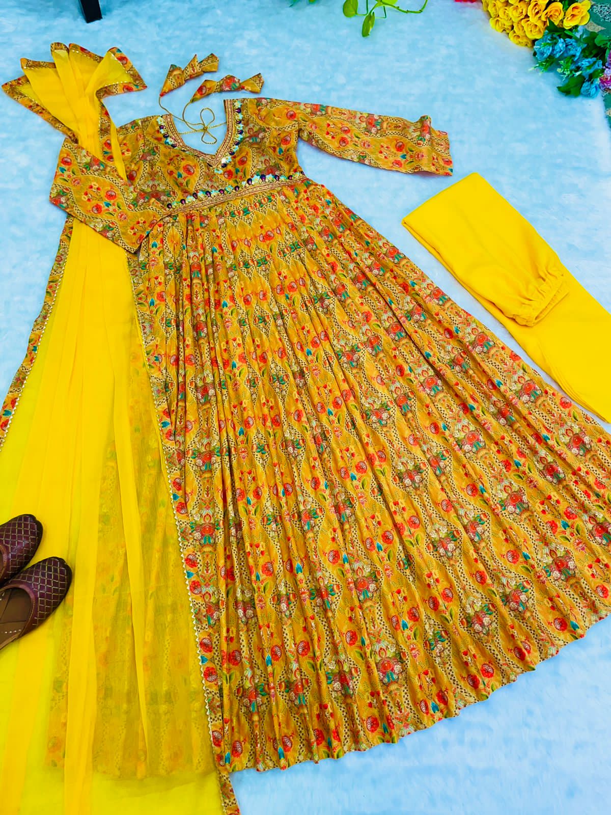Presenting New Special Party Wear Aliya Cut Dresses Dupatta With Pant
