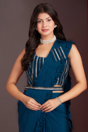 Ready-to-Wear Saree with Embroidered Sequence Designer Blouse