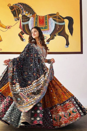 Multi Color Silk Embroidery Work Latest Navratri Lehenga Choli
