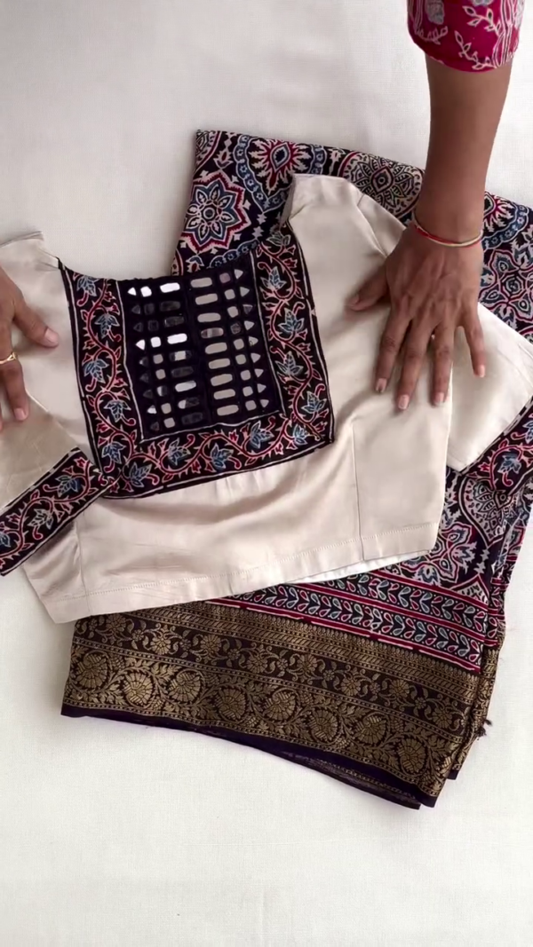 Heirloom Pure Assam Muga Saree with Natural Dyed Eri Extra Weft - Image 2