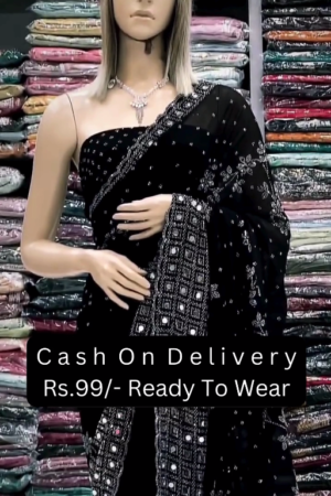 New Stylist Heavy Embroidered Party & Festive Wedding Wear Black Saree For Women