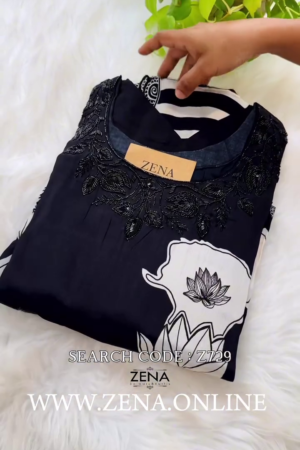 Midnight Lotus Beaded Kurti – Elegant Fusion Wear
