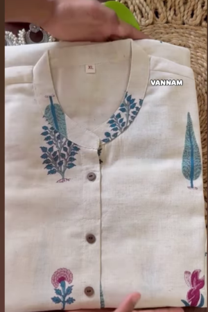 Elegant Off-White Printed Kurti Set – 4 Colors, 3-Piece Collection