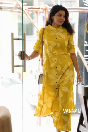 Sunshine Yellow Floral Kurti Set – Radiate Elegance & Comfort