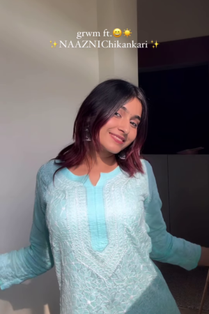 Effortless Elegance: Sky Blue Chikankari Kurta - A Touch of Tradition with Modern Flair