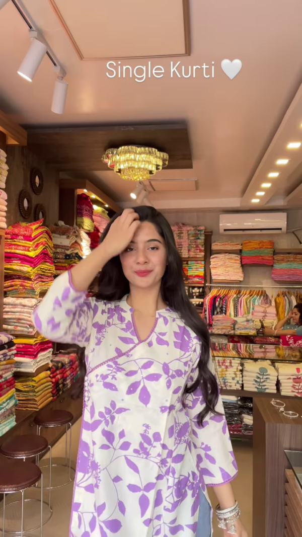 Petal Pop: Floral Wrap Kurti - A Burst of Spring in Every Stitch - Image 5