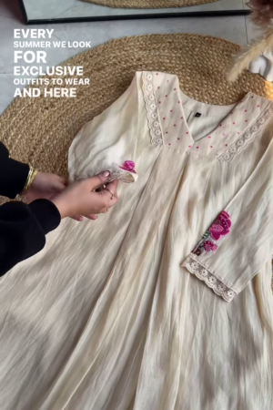 Summer Serenity: Cream Embroidered Kurta - Effortlessly Elegant & Breezy