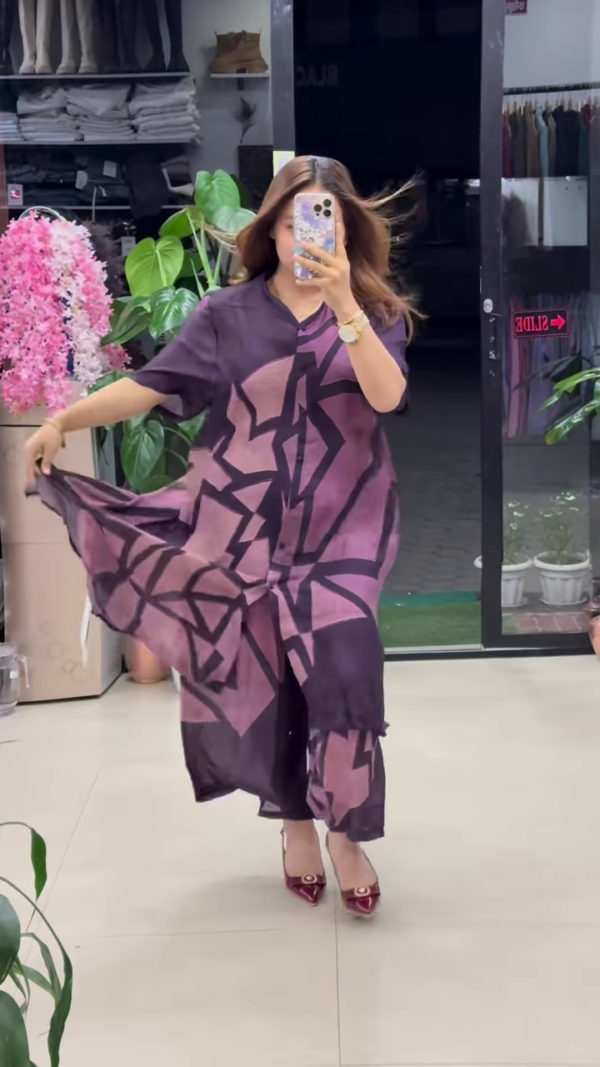 Fiery Bloom Sheer Shirt Dress – Embrace Bold Elegance - Image 3