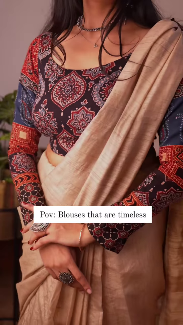 🧵 Timeless Elegance – Ajrakh-Inspired Blouse for the Modern Muse ✨