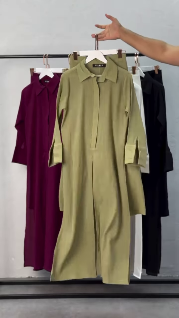 🌿 Effortless Chic – Solid Shirt-Style Co-ord Set - Image 4