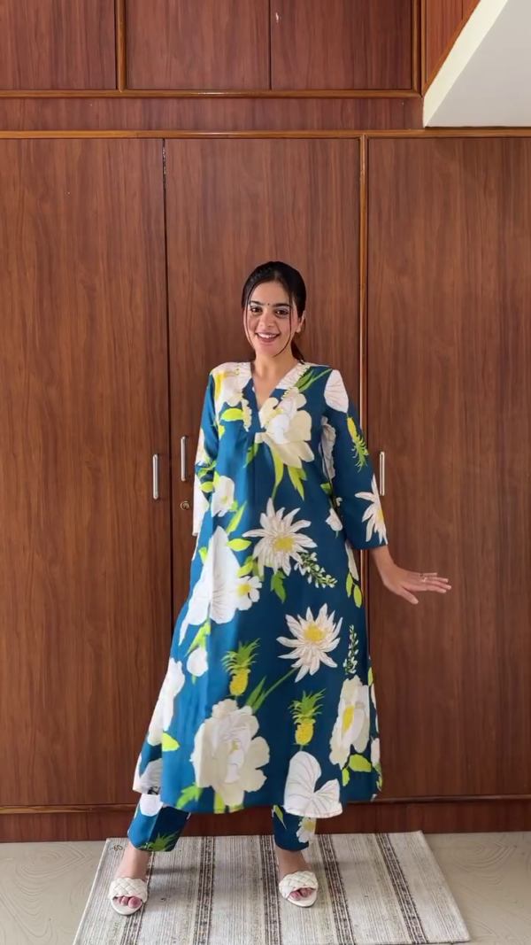 Elegant Women's Ethnic Kurta Set with Dupatta - Summer Floral & Embroidered Cotton Collection - Image 5