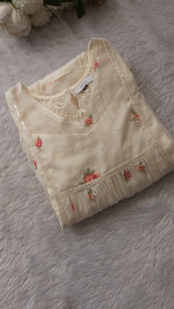Ethereal Floral Embroidered Georgette Kurta Set with Churidar and Dupatta - Image 4