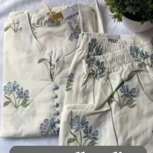 Premium Floral Print Rayon Kurta Set for Women with Stylish Front Buttons and Elastic Waist Bottom – Casual & Everyday Wear | Meesho Collection