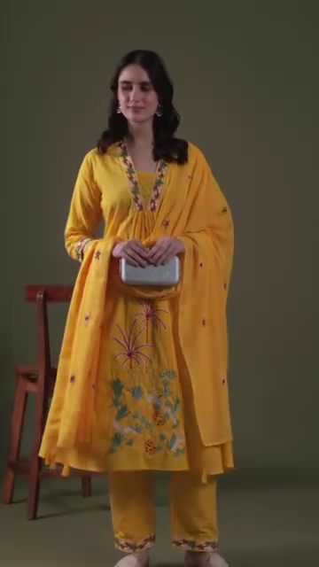 Sunshine Bliss Mustard Yellow Embroidered Lawn 3-Piece Suit 🌻✨ - Image 3