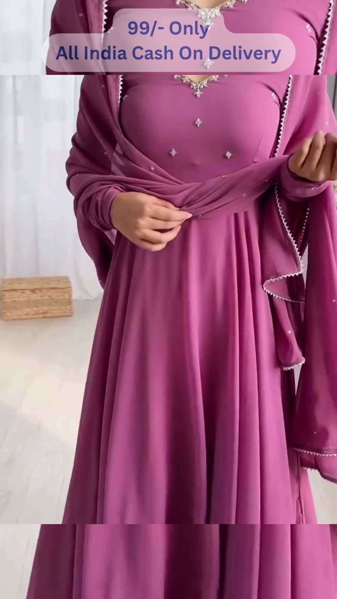 🌷🌟 Charming Pink Anarkali Gown with Simple Stone Work Detailing 🌟🌷 - Image 6