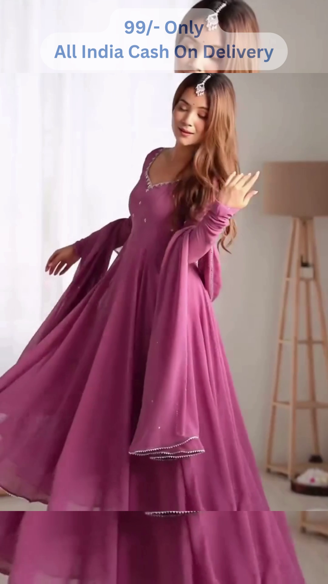 🌷🌟 Charming Pink Anarkali Gown with Simple Stone Work Detailing 🌟🌷 - Image 5