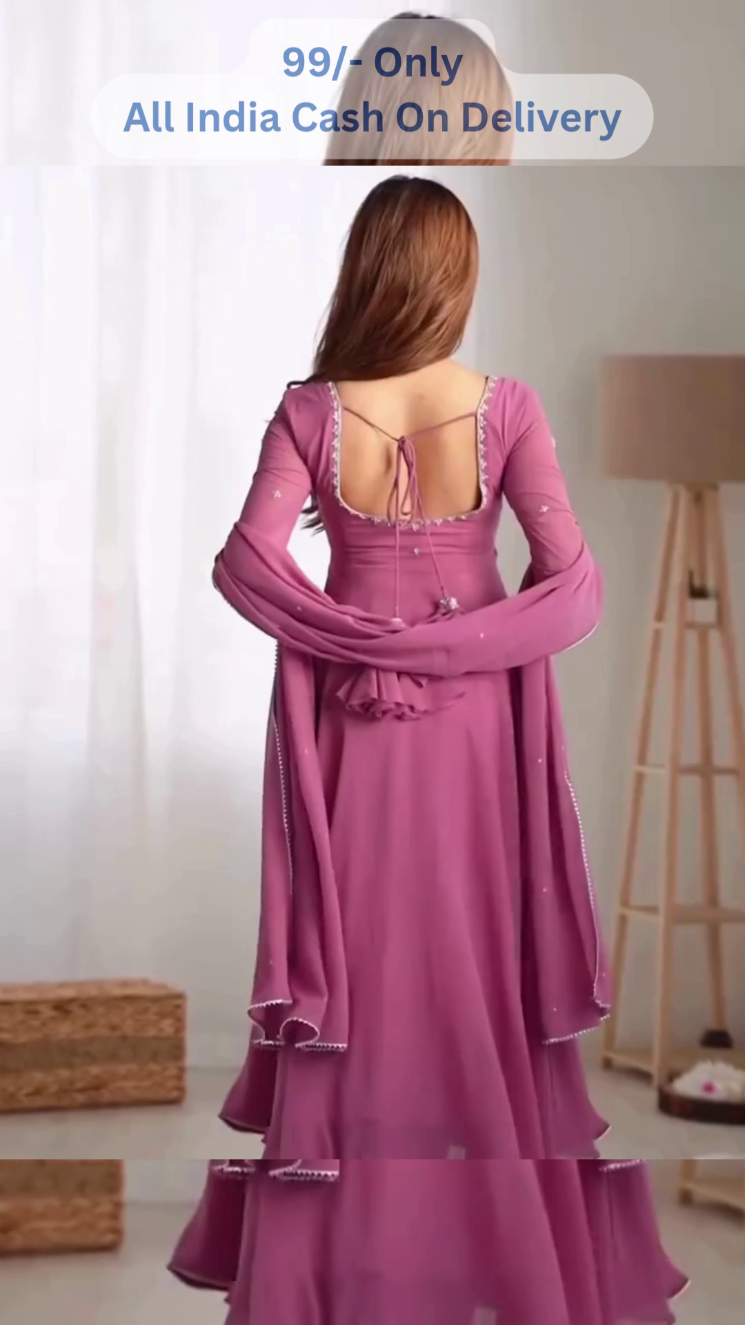 🌷🌟 Charming Pink Anarkali Gown with Simple Stone Work Detailing 🌟🌷 - Image 4