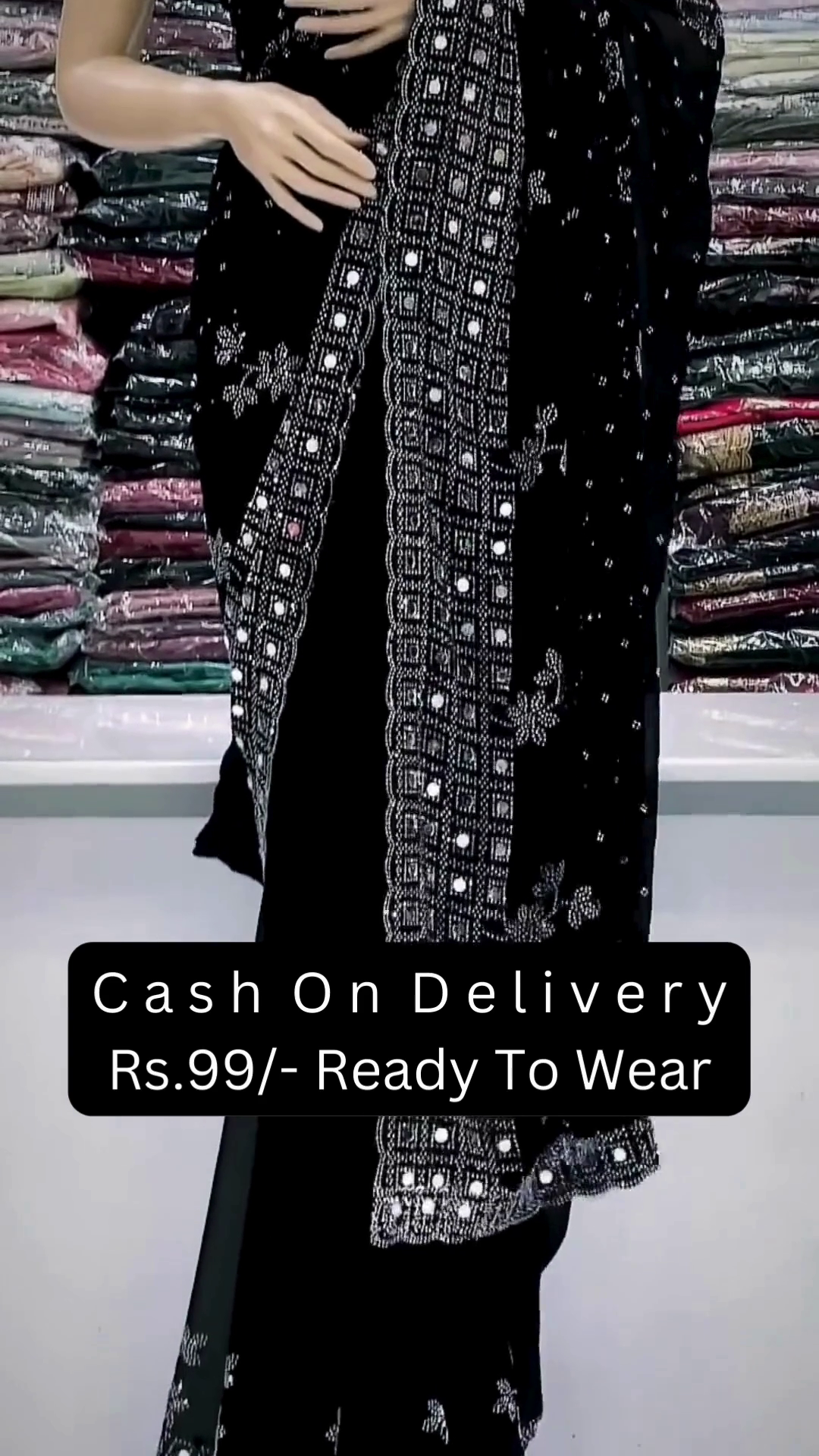 π€β¨ Royal Black Georgette Saree with Silver Sequin & Mirror Embroidery β¨π€ - Image 3