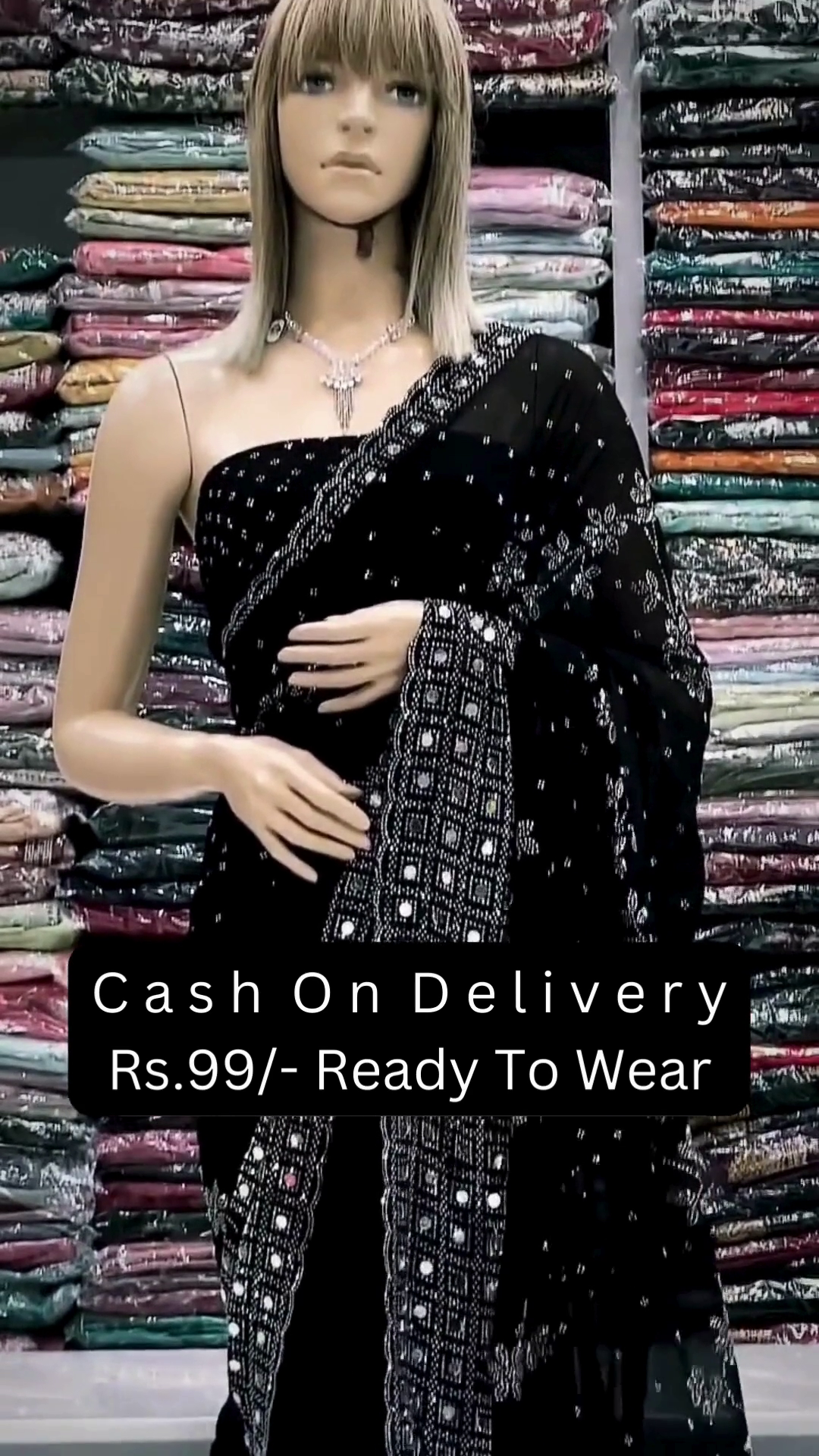 π€β¨ Royal Black Georgette Saree with Silver Sequin & Mirror Embroidery β¨π€