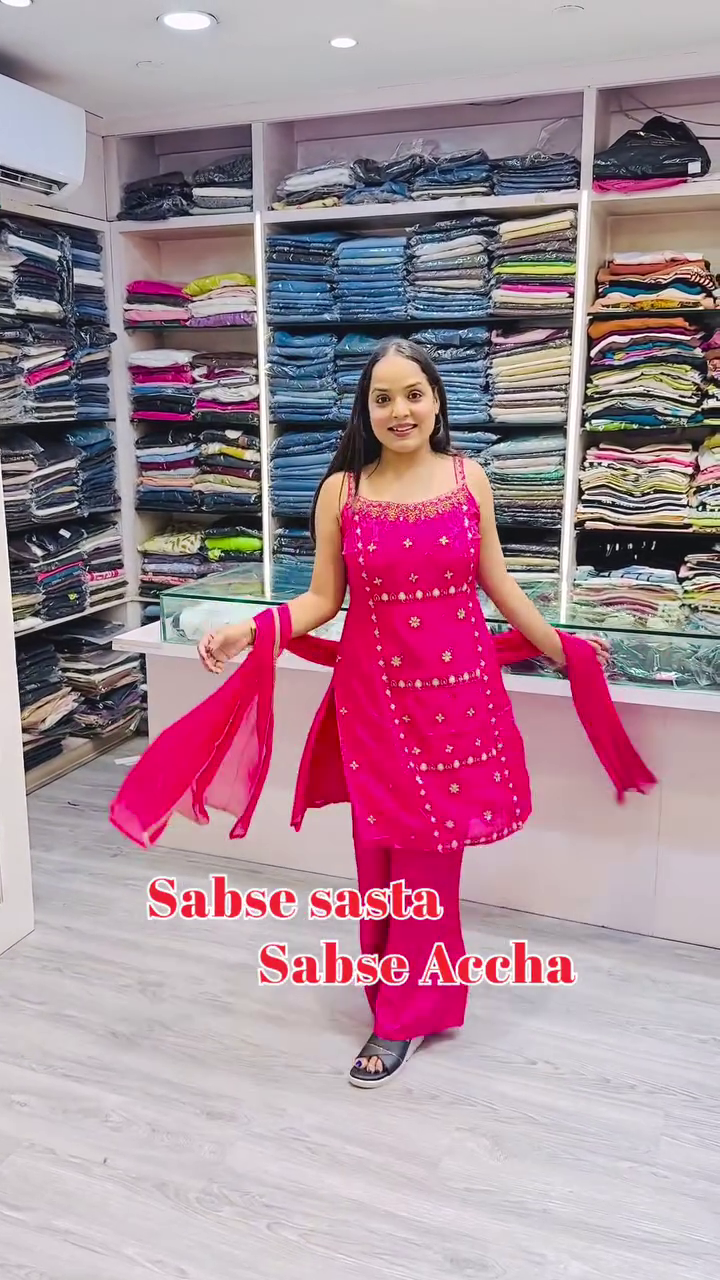 π Rani Pink Mirror Work Cotton Suit Set π«π