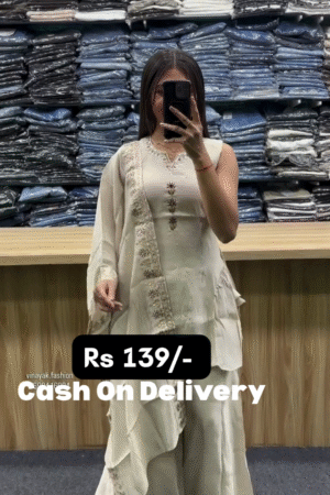 Budget-Friendly Embroidered Ethnic Kurta Set in Cream/White🛍️