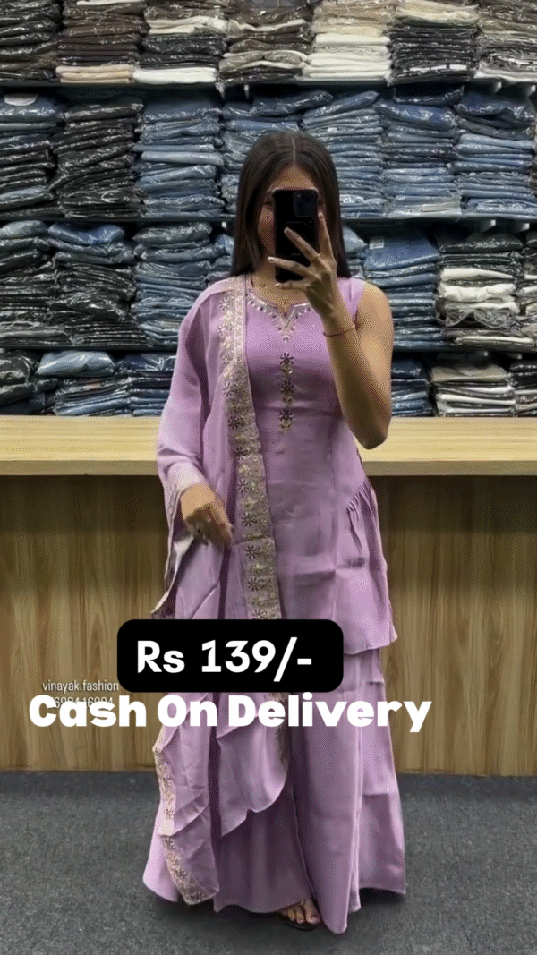 Budget-Friendly Embroidered Ethnic Kurta Set in Cream/White🛍️ - Image 2