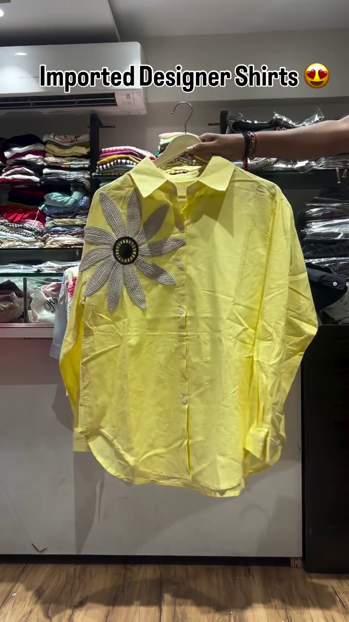 ✨ Trendy Imported Designer Blue Shirt with Vibrant 3D Floral Embroidery and Relaxed Fit for Contemporary Style ✨ - Image 2