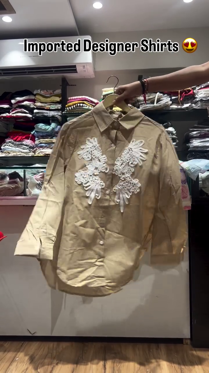 ✨ Trendy Imported Designer Blue Shirt with Vibrant 3D Floral Embroidery and Relaxed Fit for Contemporary Style ✨ - Image 4