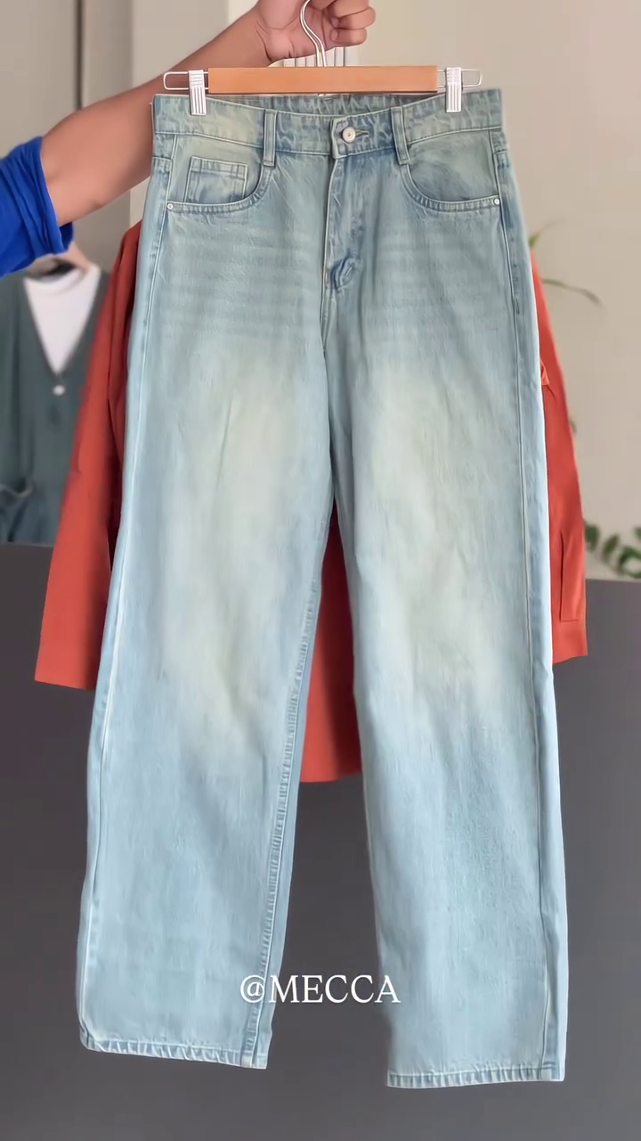 π Rust Elegance Cotton Shirt with Sky Blue Casual Jeans Set π€οΈ - Image 2