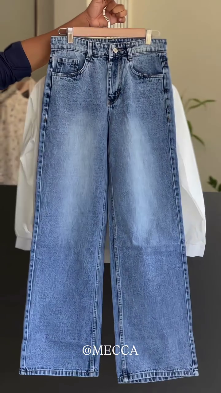 πΈ Floral Embroidery White Shirt with Blue Washed Jeans Set π - Image 2