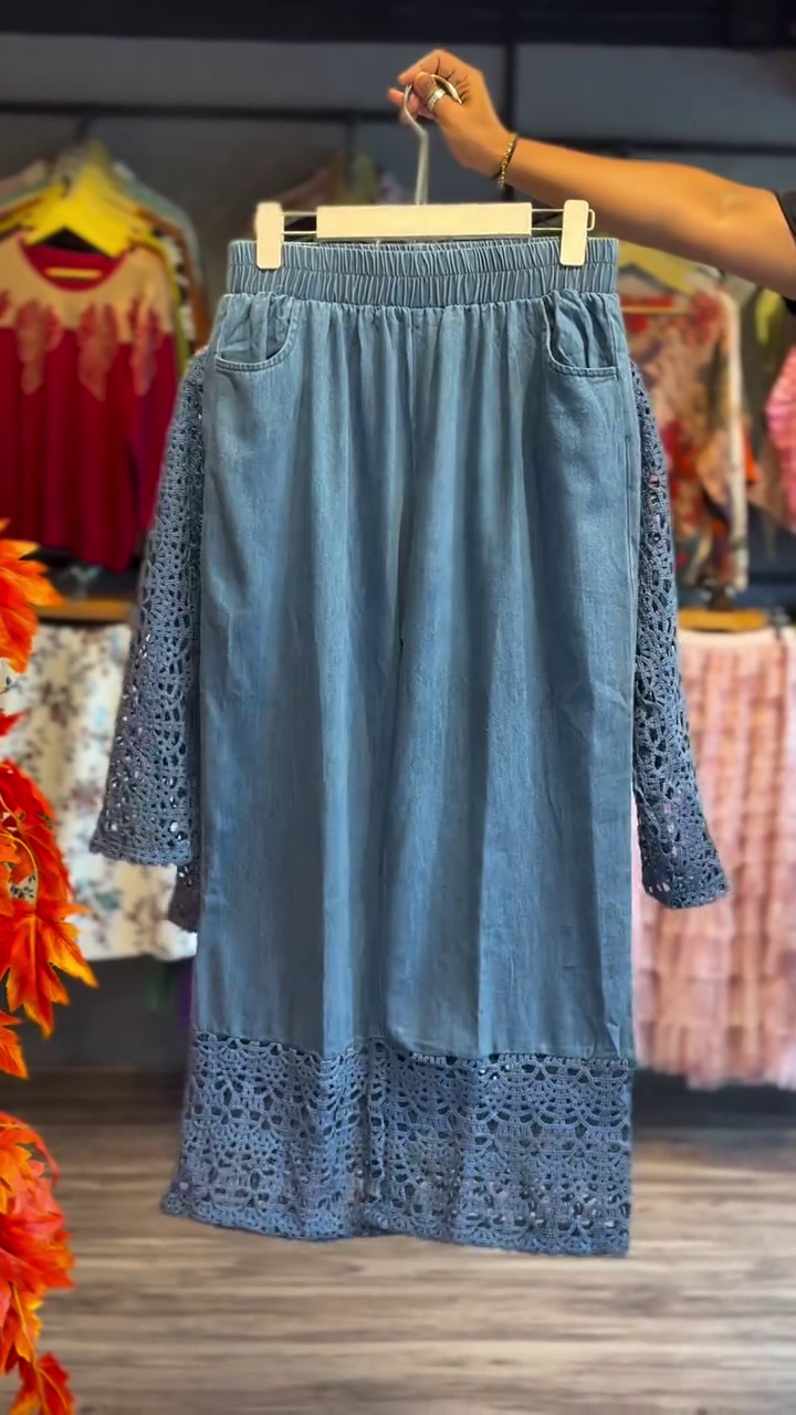 💎Azure Lace Harmony Denim Co-ord Set - Image 2