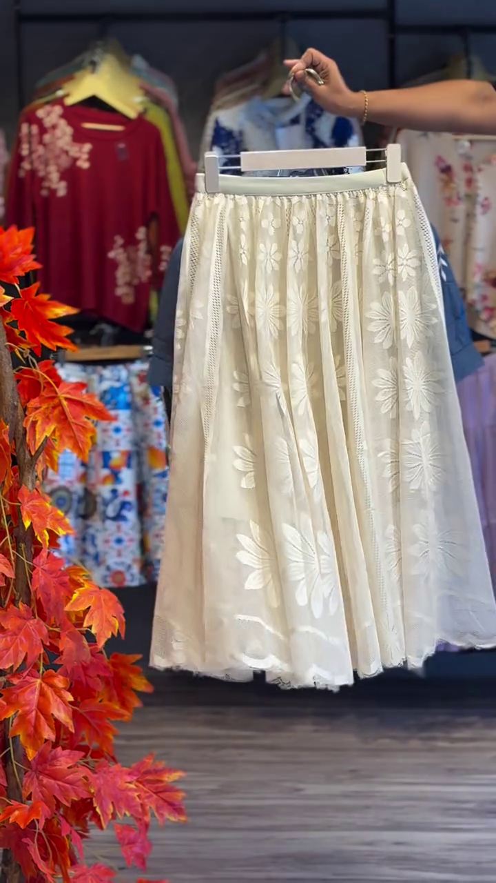 💙Indigo Whisper Embroidered Cotton Shirt & Lace Midi Skirt Set - Image 2
