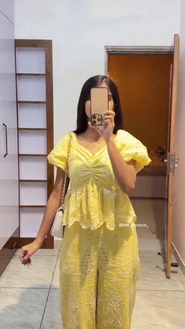 ☀️ Sunny Yellow Broderie Anglaise Co-Ord Set for Women ☀️ - Image 2