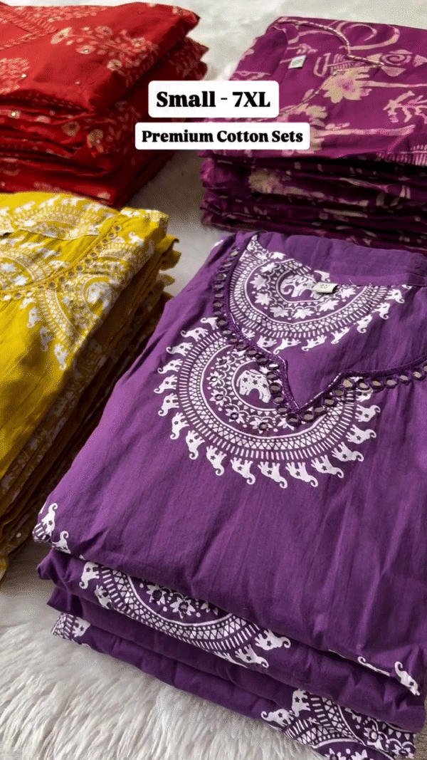 💜Royal Heritage Premium Cotton Printed Kurta Set