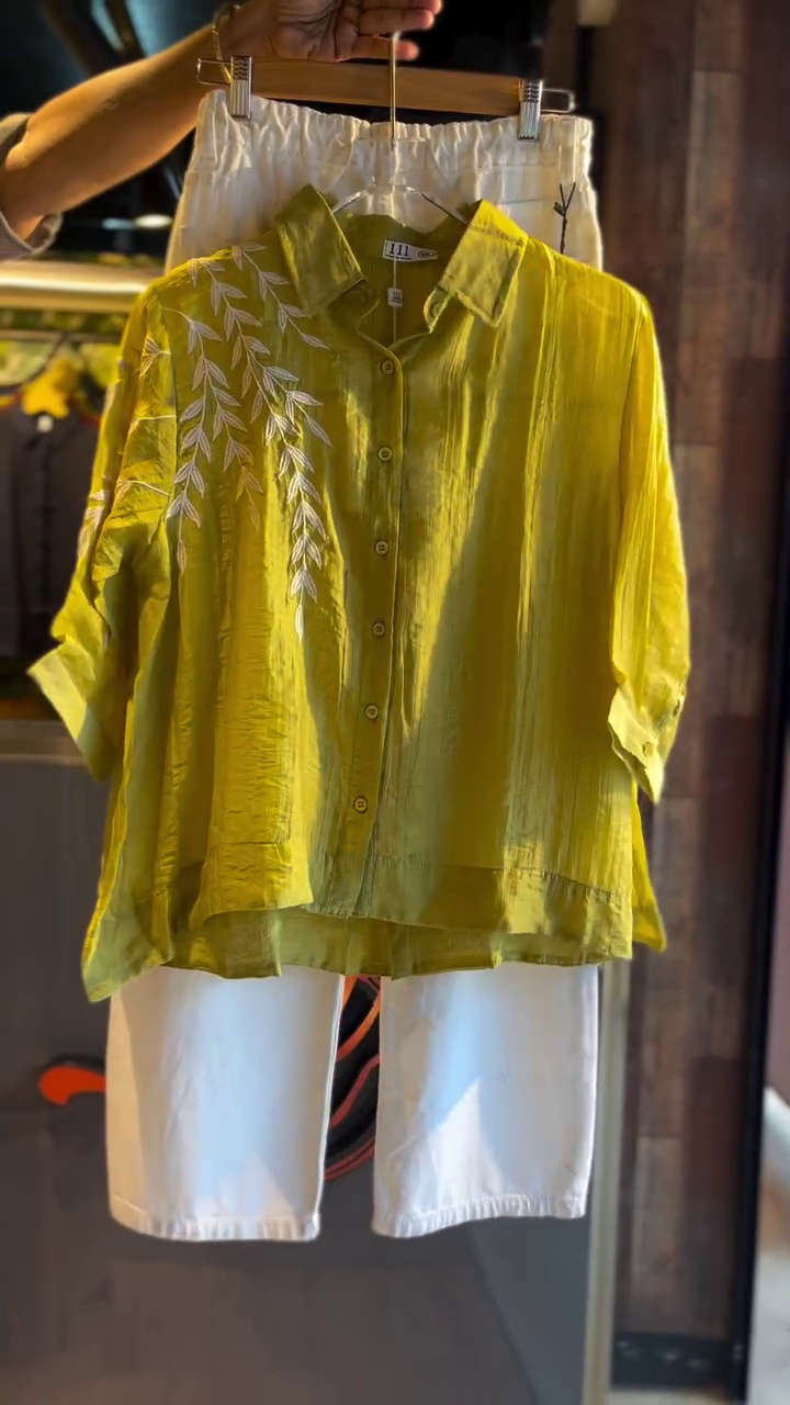 π Lime Breeze Embroidered Shirt Set β Fresh Sophistication for Effortless Days πΏ