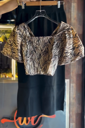 ๐คโWild Muse Puff-Sleeve Crop Top & Skirt Set ๐พ โ Bold, Fierce & Fabulousโ