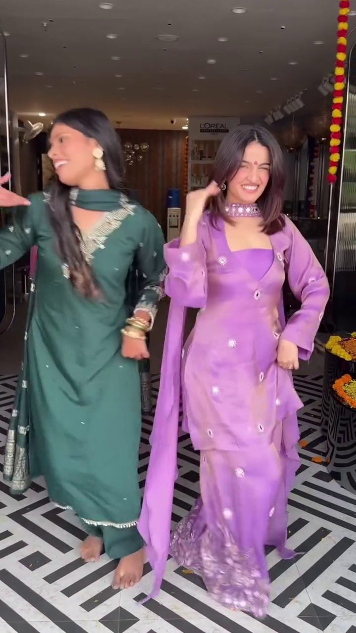 Sunset Orange and Gold Classic Zig-Zag Embroidered Punjabi Suit with Multicolor Patterned Dupatta - Image 3