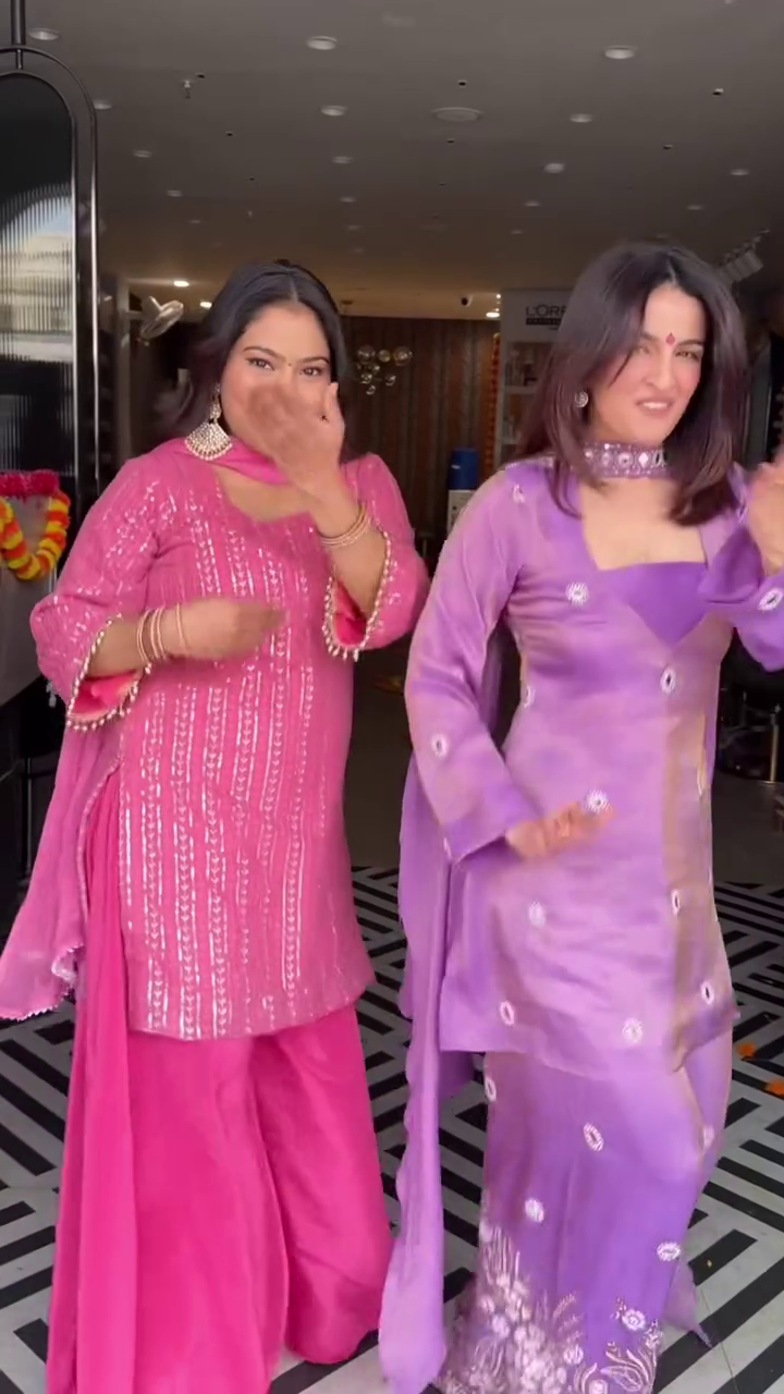 Sunset Orange and Gold Classic Zig-Zag Embroidered Punjabi Suit with Multicolor Patterned Dupatta - Image 4