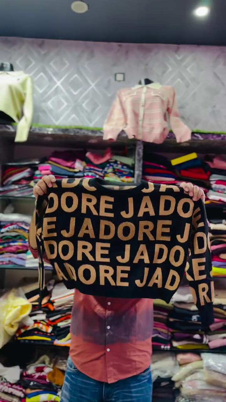 🖤Ultra-Bold Black & Neon Pink All-Over “J’ADORE” Statement Sweater – Cozy Oversized Trendsetter Pullover - Image 3