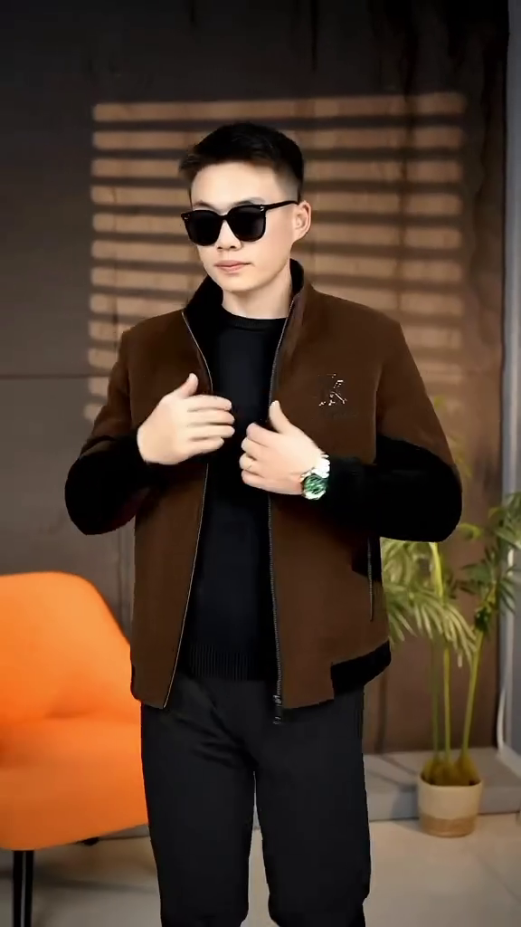 🖤🤍Black & Grey Chevron Yoke Zipper Bomber Jacket – Timeless Style Statement for Smart Casual & Urban Looks - Image 4