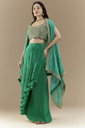Emerald Enchanté Draped Cape Co‑ord