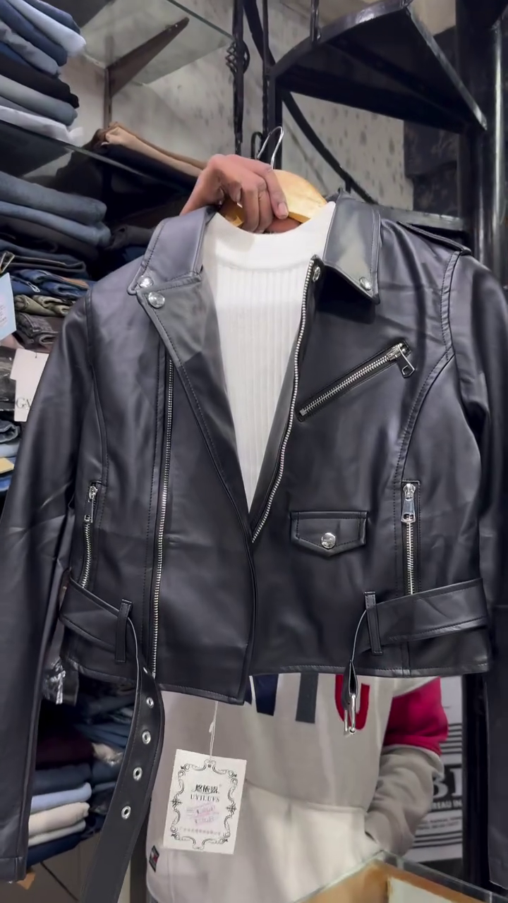 Black Faux Leather Biker Jacket and Pleated Mini Skirt Co‑ord Set 🖤⚡️ - Image 2