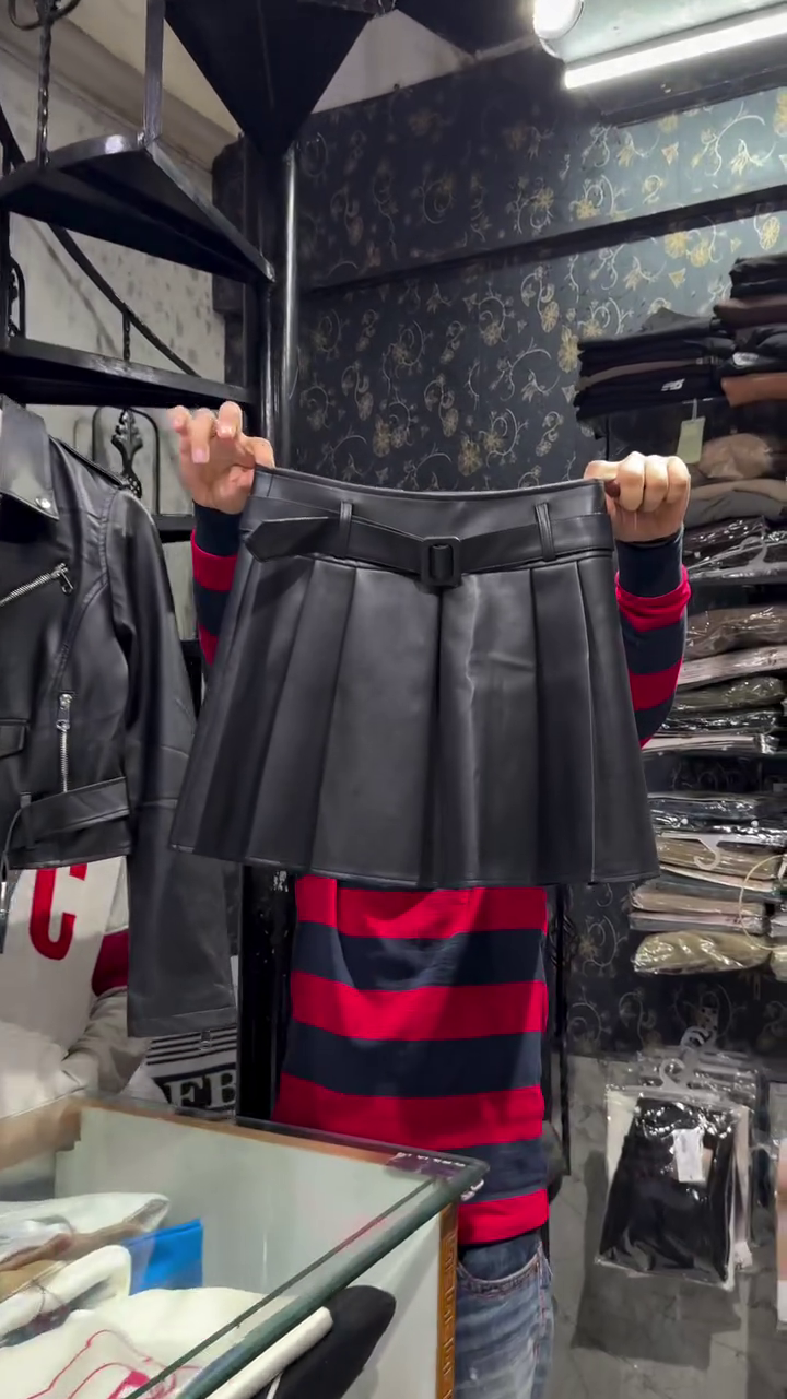 Black Faux Leather Biker Jacket and Pleated Mini Skirt Co‑ord Set 🖤⚡️ - Image 3