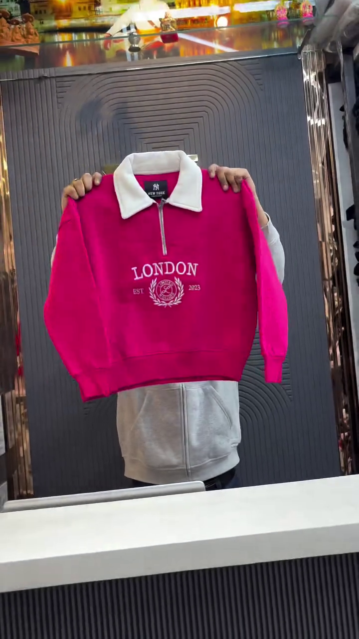 Cream Half‑Zip Contrast Collar “City Crest” Sweatshirt 🤍🖤 - Image 5