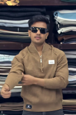 Sandstone Zip Luxe Sweater with Shadow Tint – A Minimalist Statement in Motion" 🤎⚡🕶️💫