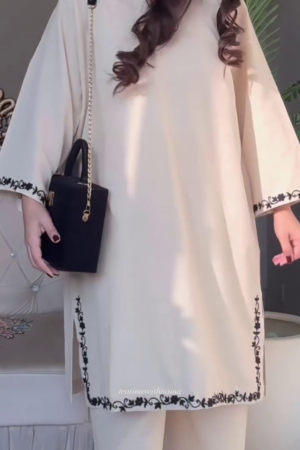 🌸🖤 "Whispered Petals" – Cream Embroidered Floral Dream Kurta Set 🌸🖤