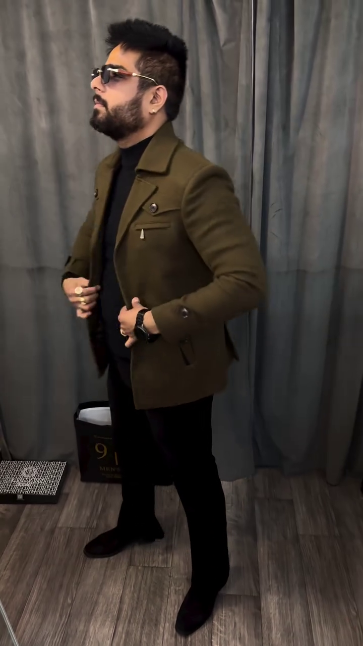 πΏπ "Urban Monarch" β Olive Coat & Scarf Ensemble πΏπ - Image 2