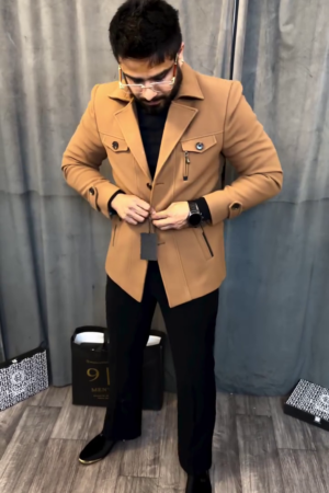 🧸✨ "Golden Hour Commander" – Luxe Camel Double-Breasted Power Coat with Urban Edge ✨🧸