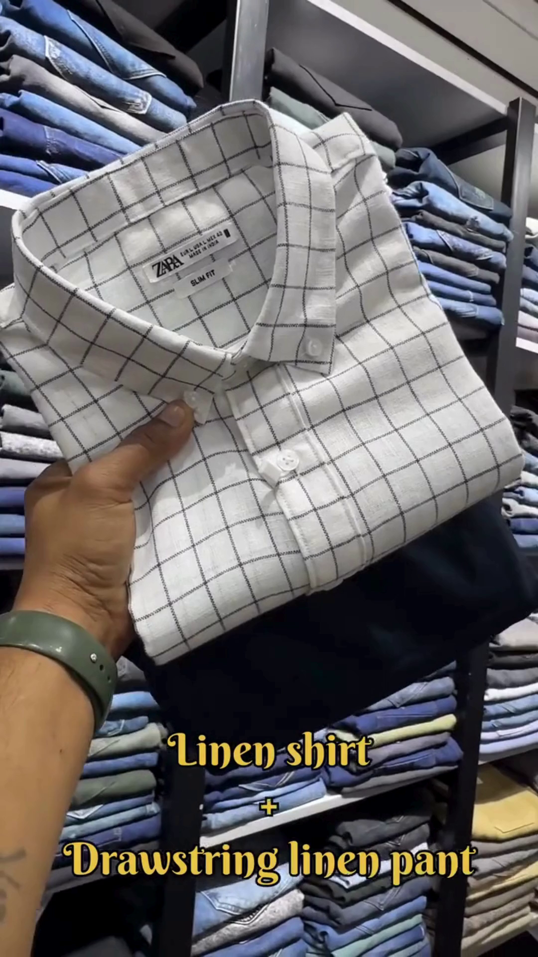 "Striped Breeze Linen Shirt with Midnight Drawstring Trousers β A Whisper of Summer Sophistication" π€π€π¬οΈππ - Image 2